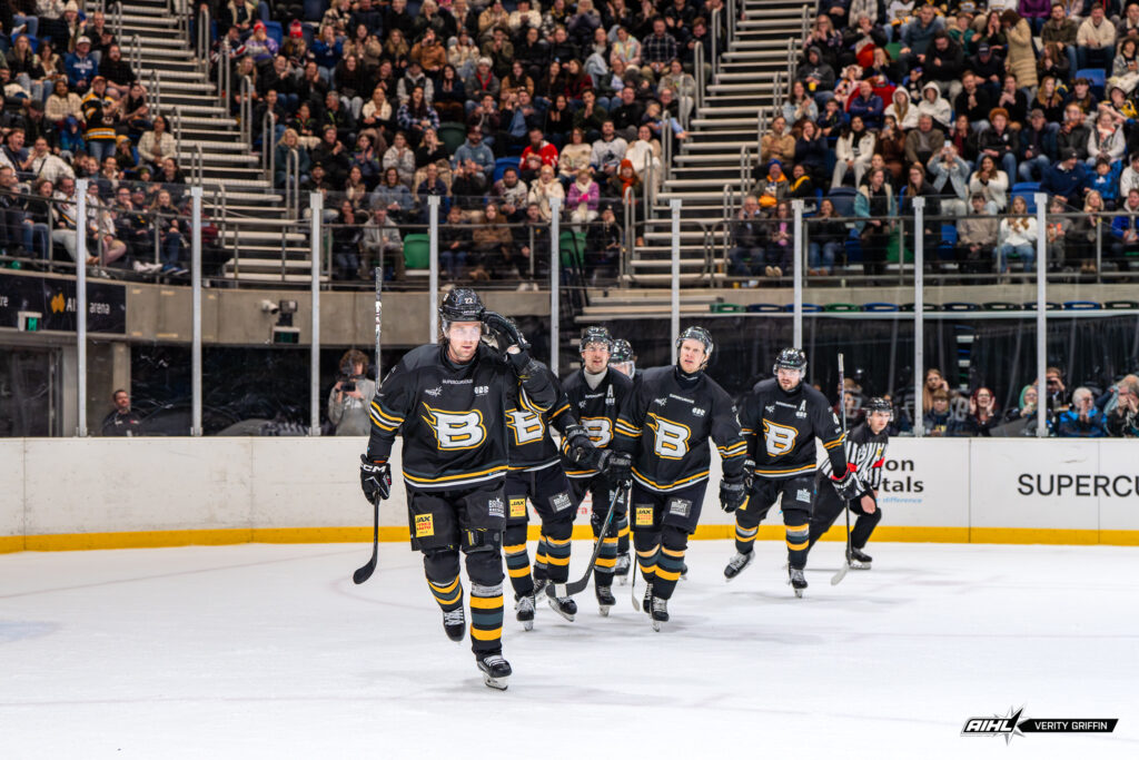 Canberra - 19 July 2025: Canberra Brave v Melbourne Ice face off for RS Game 83 of the AIHL 2025 Season at AIS Arena